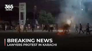 Lawyers protest in Karachi Block ShahraheFaisal  365 News [upl. by Anaitat]