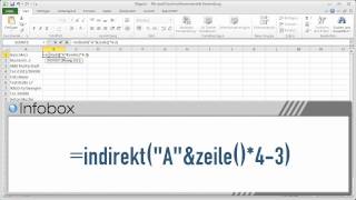 Excel 2010 Mehrzeilige Datensätze in eine Zeile transponieren [upl. by Adnilab]