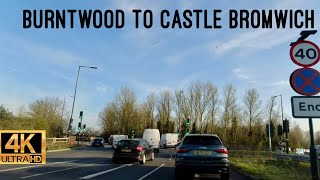 Driving in England Burntwood to Castle Bromwich via countryside routetravel diversity [upl. by Rihana]