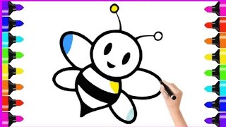 Bee bee drawing painting and colouring for kids and Toodlers  Drawing art craftetablekids [upl. by Llerrah231]