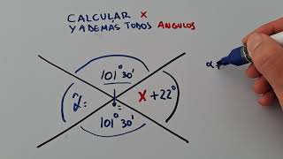 Ángulos opuestos por el vértice y suplementario Ejercicio ECUACIONES [upl. by Imoian623]