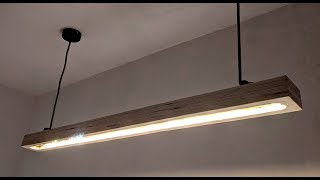 Stylische Küchenlampe mit LED Streifen und Holzbalken selber bauen [upl. by Earaj252]