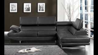 Poundex F7310 2 pc black faux leather modern sectional sofa adjustable headrests Wade logan tufted [upl. by Rosamond]