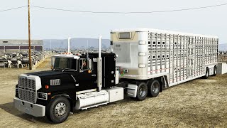 Camión Ford LTL9000 transportando ganado en Nebraska ATS 150 [upl. by Assilac846]