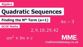 Algebra  Quadratic Sequences Video 1 [upl. by Chrysa]