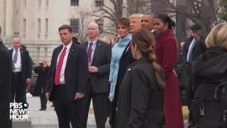 WATCH The Obamas and Bidens depart US Capitol [upl. by Gittle556]