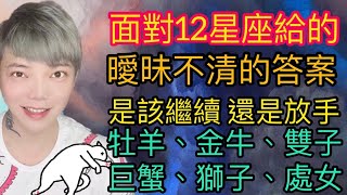 《星座》面對「12星座」感情裡曖昧不清的答案 該繼續嗎？（牡羊座金牛座雙子座巨蟹座獅子座處女座） [upl. by Eben]