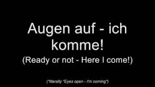 Oomph  Augen auf Lyrics w English Translation [upl. by Yrellav]