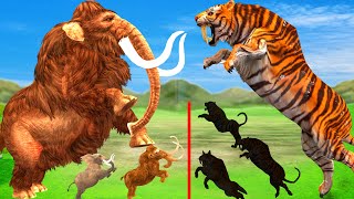 Giant Tiger vs Mammoth Elephant Prehistoric Mammals vs Shadow Itself Animal Revolt Battle Simulator [upl. by Wilone]