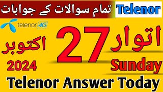 Telenor Answer Today 27 October 2024  My Telenor Today Questions Answer  Telenor Questions Today [upl. by Kuo]