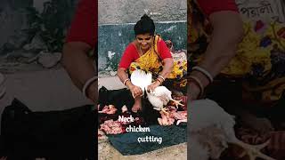 Neck chicken cutting skill by women super fast chicken cutting 😀😀 chickenlover streetfood [upl. by Sucramad]