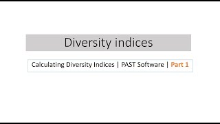 Diversity Index  PAST Software  Part 1 [upl. by Aillicirp]