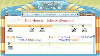 Pink Houses  John Mellencamp  Chords amp Lyrics Guitar Lesson Guitaraoke  playwhatyoufeelcom [upl. by Adnohsor407]