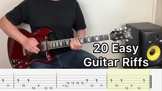 20 Guitar Riffs for Beginners with Tabs [upl. by Enifesoj]