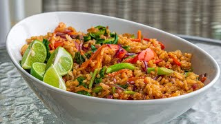 Thai quotTrainquot Fried Rice with Vegetables  Khao Pad Rod Fai Recipe  Vegan [upl. by Neved]