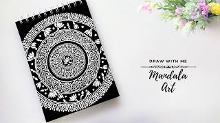 How to draw Mandala Art on Black Paper  Mandala Pattern  Easy Mandala Art [upl. by Marozik]