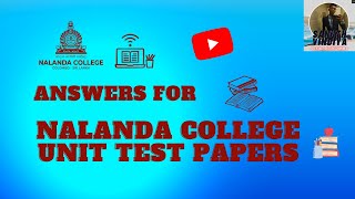 Answers For Nalanda College Unit Test Papers  onlinepaperdiscussion2437 Anandacollege [upl. by Nesyrb137]