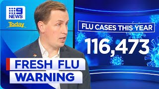 Fresh flu warning for Aussies as vaccination rates fall  9 News Australia [upl. by Tamsky]