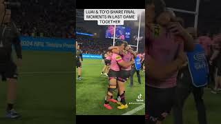 Jarome Luai amp Brian To’o embrace final moments together after 2024 GF win nrl rugbyleague footy [upl. by Ettegroeg214]