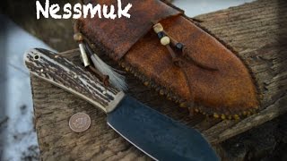 Nessmuk knife with a custom Frontier Rawhide Sheath [upl. by Ahselrac]