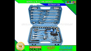 UNBOX TOOLS FLYMAN USA 82PCS 12 DRIVE PROFESSIONAL TOOLS 14 AND 12 SOCKET WITH COMBINATION WRENCH [upl. by Asset]