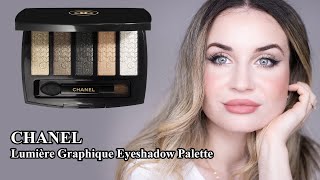 Makeup Review amp Swatches  CHANEL  Lumière Graphique Eyeshadow Palette  Chanel Holiday 2023 [upl. by Ramo]