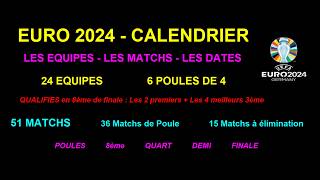 EURO 2024  CALENDRIER DES MATCHS ET DES 24 EQUIPES [upl. by Dlaniger]