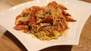 La Cascina dei Gelsi a Gardone Linguine alla carbonara con gamberi [upl. by Kirrad]