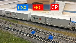 FEC CSX amp CP on the TAMRRC Layout  featuring new sound effects [upl. by Annocahs]