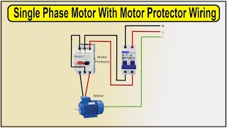 How To Make Single Phase Motor With Motor Protector Wiring Diagram  MPCB wiring connection [upl. by Chaney]