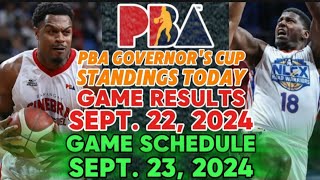 PBA STANDINGS TODAY as of SEPTEMBER 22 2024 GAME RESULTS  GAME SCHEDULE MONDAY SEPTEMBER 23 🏀🏀🏀 [upl. by Ennairam]