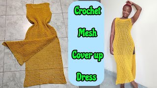 Crochet Simple Mesh Cover up Dress with Double slits [upl. by Verge]