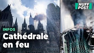 Les images impressionnantes de la cathédrale de Rouen en feu [upl. by Sirc]