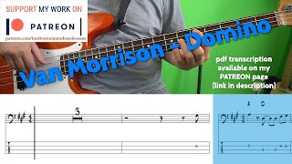 Van Morrison  Domino Bass cover with tabs [upl. by Enniotna]