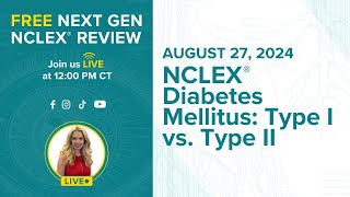 NCLEX Must Know Diabetes Mellitus Type I vs Type II [upl. by Rossner533]