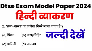 Dtse Exam model paper 2024 hindi vyakaran  Most important question for dtse Exam 202324 [upl. by Obadias11]