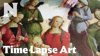 Masterful Restoration Bringing life back to a 500yearold School of Perugino painting [upl. by Asehr348]