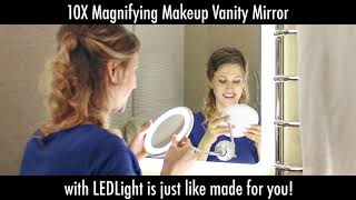 10X Magnifying Makeup Mirror with Bright LED Light  Adjustable Gooseneck Suction Cup [upl. by Belanger321]