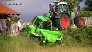 Unfall mit 7 Tonnen Baumaschine schwierige Bergung Merlo P 307 EVS Telescopic 1162012FullHD [upl. by Atirma83]