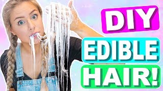 DIY EDIBLE HAIR  Testing Pinterest And Buzzfeed DIYs [upl. by Kensell]