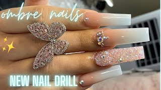 How to ombre nails full set  acrylic for beginners  melodysusie nail drill  how to shape nails [upl. by Harvison]