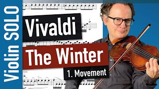 A Vivaldi  Winter 1 Movement  The Four Seasons VIOLIN SOLO  violin sheet music  piano accomp [upl. by Redford650]