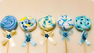 DIY baby washcloth lollipops Party Decor How to make baby shower centerpieces with baby clothes [upl. by Sherye121]