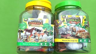 Unboxing zoo animals toys and Farm animal toys for kids Animal soumds for kids [upl. by Fesoj]