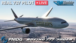 Real 737 Pilot LIVE  Flying the PMDG 777300ER in Microsoft Flight Simulator [upl. by Alleroif]