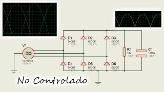 Rectificador Trifásico No Controlado en Proteus 7 Simulación Paso a Paso [upl. by Ahsikit]