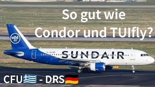 Ferienflieger SUNDAIR von Korfu nach Dresden in einem schmutzigen kaputten Sitz im A320 [upl. by Congdon]