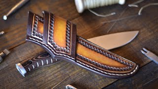 Making A Scout Style Leather Knife Sheath  Leather Craft [upl. by Nomor]