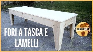 Come fare una PANCHINA in legno con FORI a TASCA e LAMELLI  Fai da te Falegnameria Legno [upl. by Marissa95]