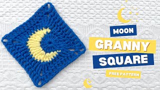 Moon Granny Square  Free Pattern [upl. by Rabi]